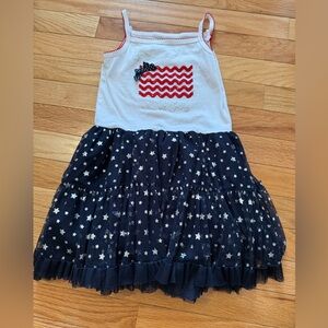 Girls Patriotic Star Dress with Flag Design